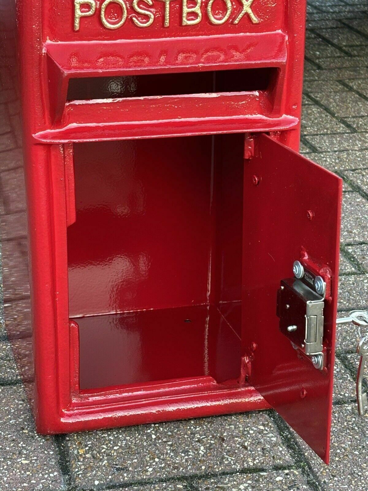 photo furniture Red Post Box. With 2 Keys. Cast Iron & Steel. We Ship Worldwide.