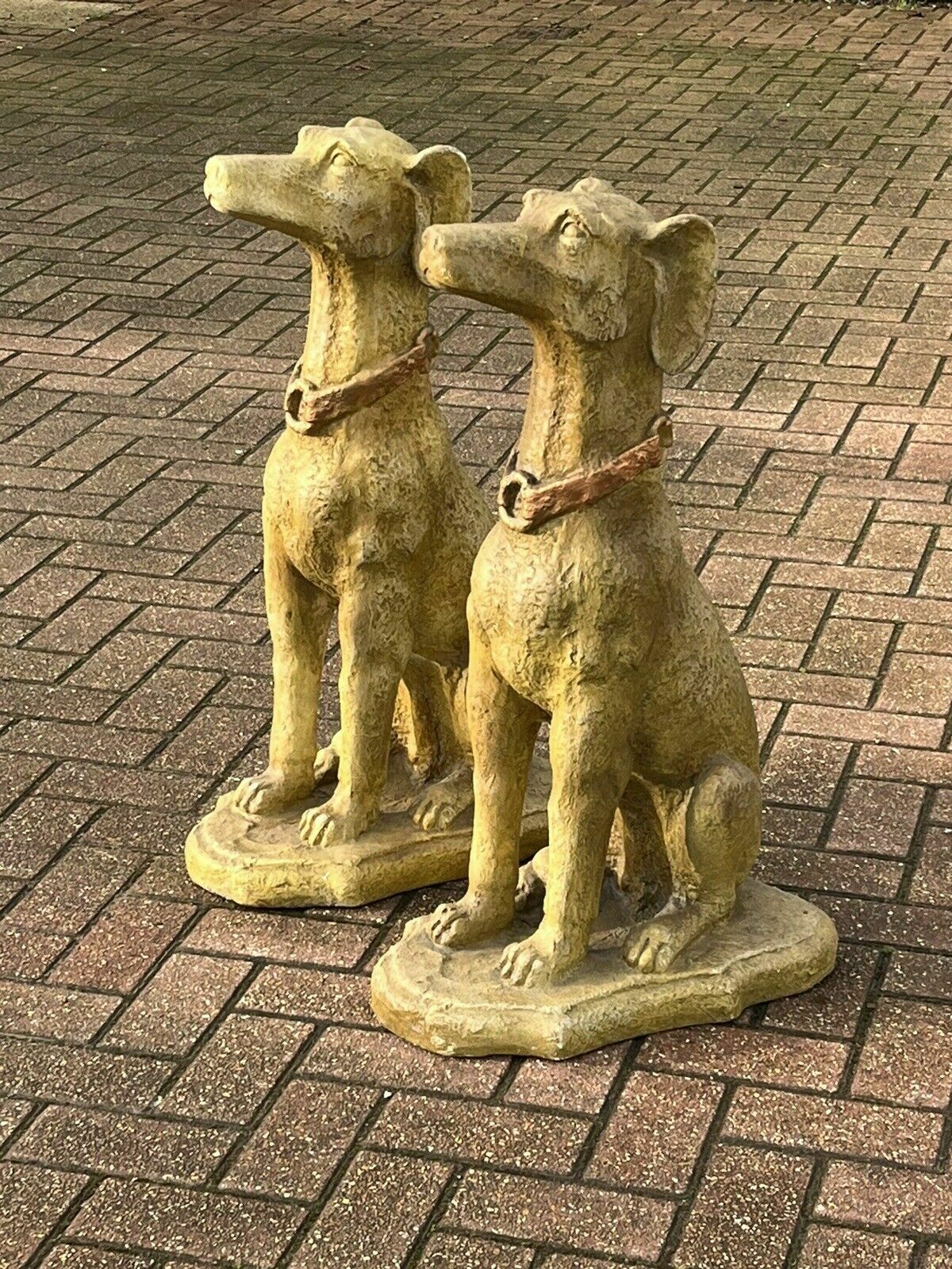 Life Size Pair Of Garden Dog Statues photo vintage