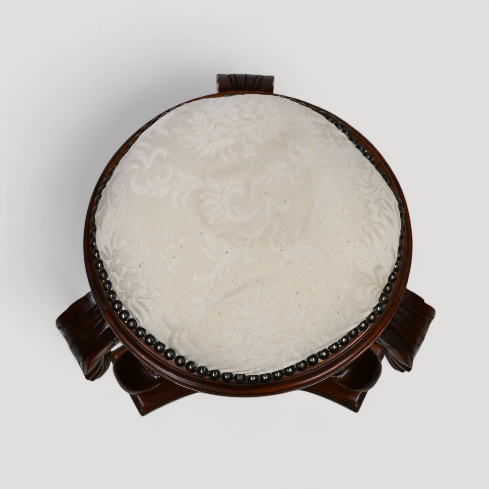 Chinese Dressing Stool Fish Carvings Studded Upholstered Seat Free Uk Delivery photo vinterior
