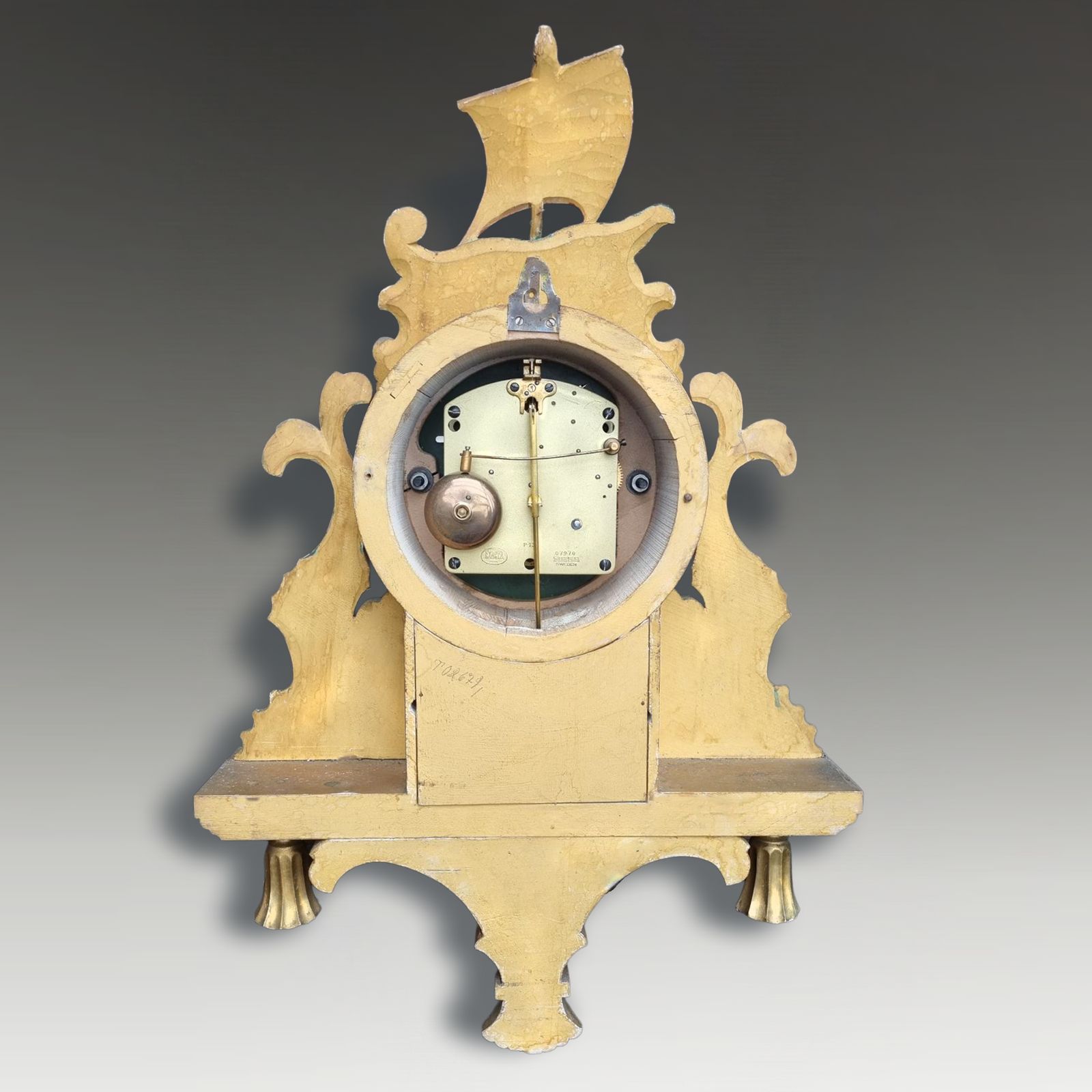 Antique Swedish Gilded Wooden Wall Clock Exacta Made By Hasselblad Sweden 60cm H photo Home Decor