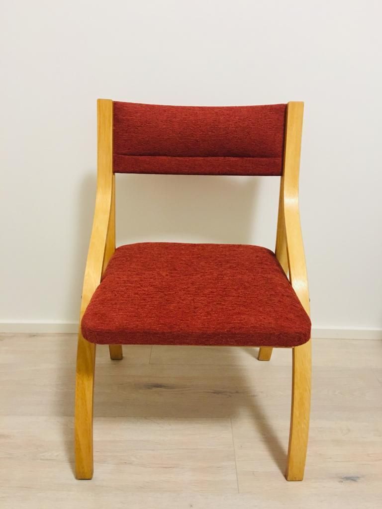 Red Dining Chairs By Ludvig Volak For Drevopodnik Holesov, 1950s, Set Of 4 photo furniture