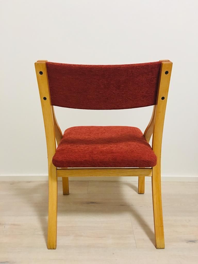 Red Dining Chairs By Ludvig Volak For Drevopodnik Holesov, 1950s, Set Of 4 photo buy