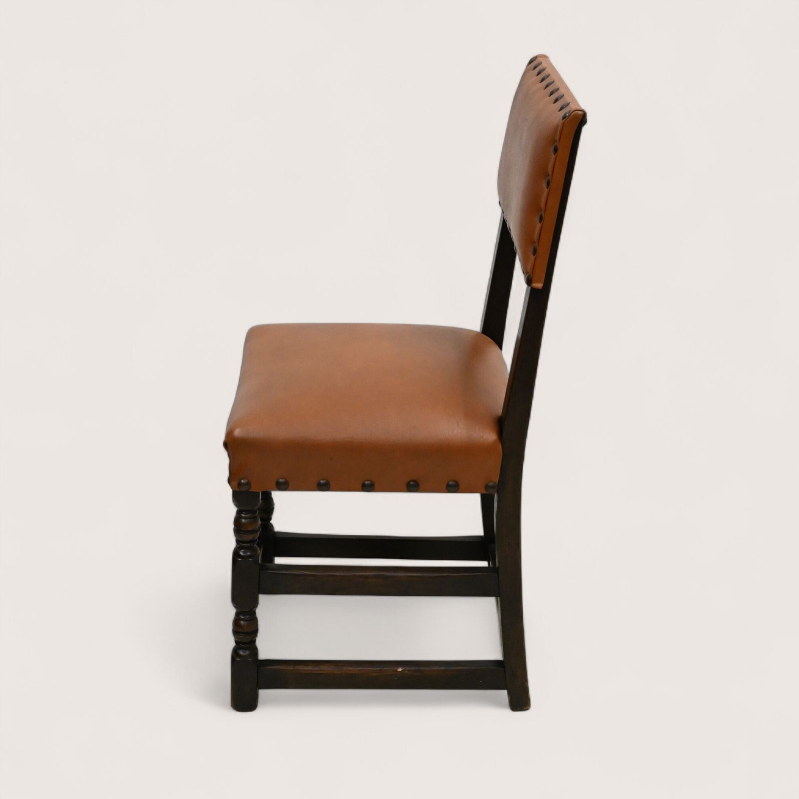 5 Skull/Ercol Dining Chairs Studded Burnt Orange Faux Leather Free Uk Delivery* photo vinterior