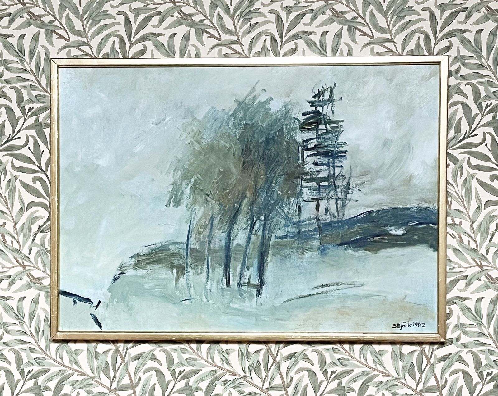 Semi Abstract Landscape, 1982, Swedish Artist Sven Björk,  Oil On Stretched Canvas