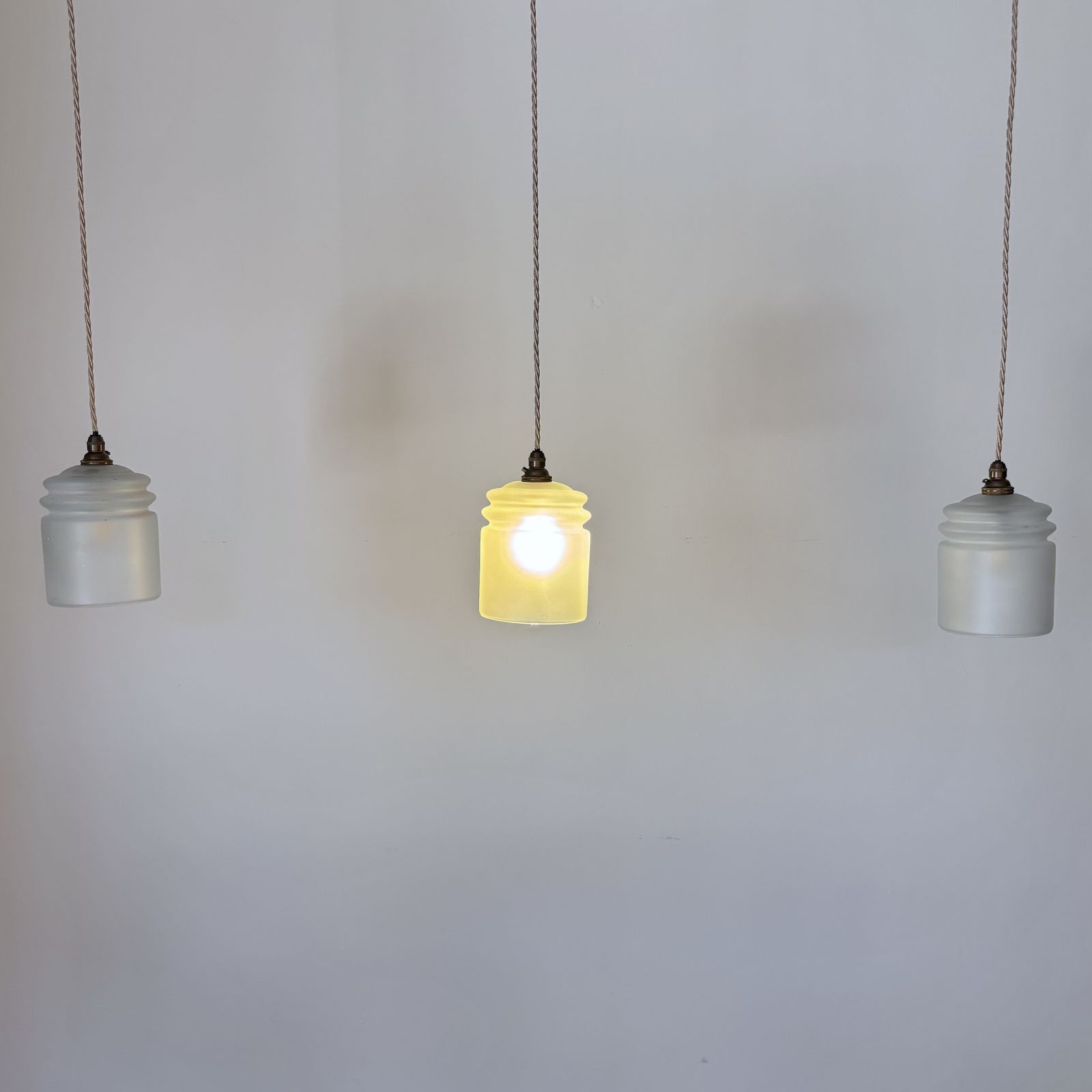 Set Of Three Frosted Cylindrical Glass Shades photo 285.0