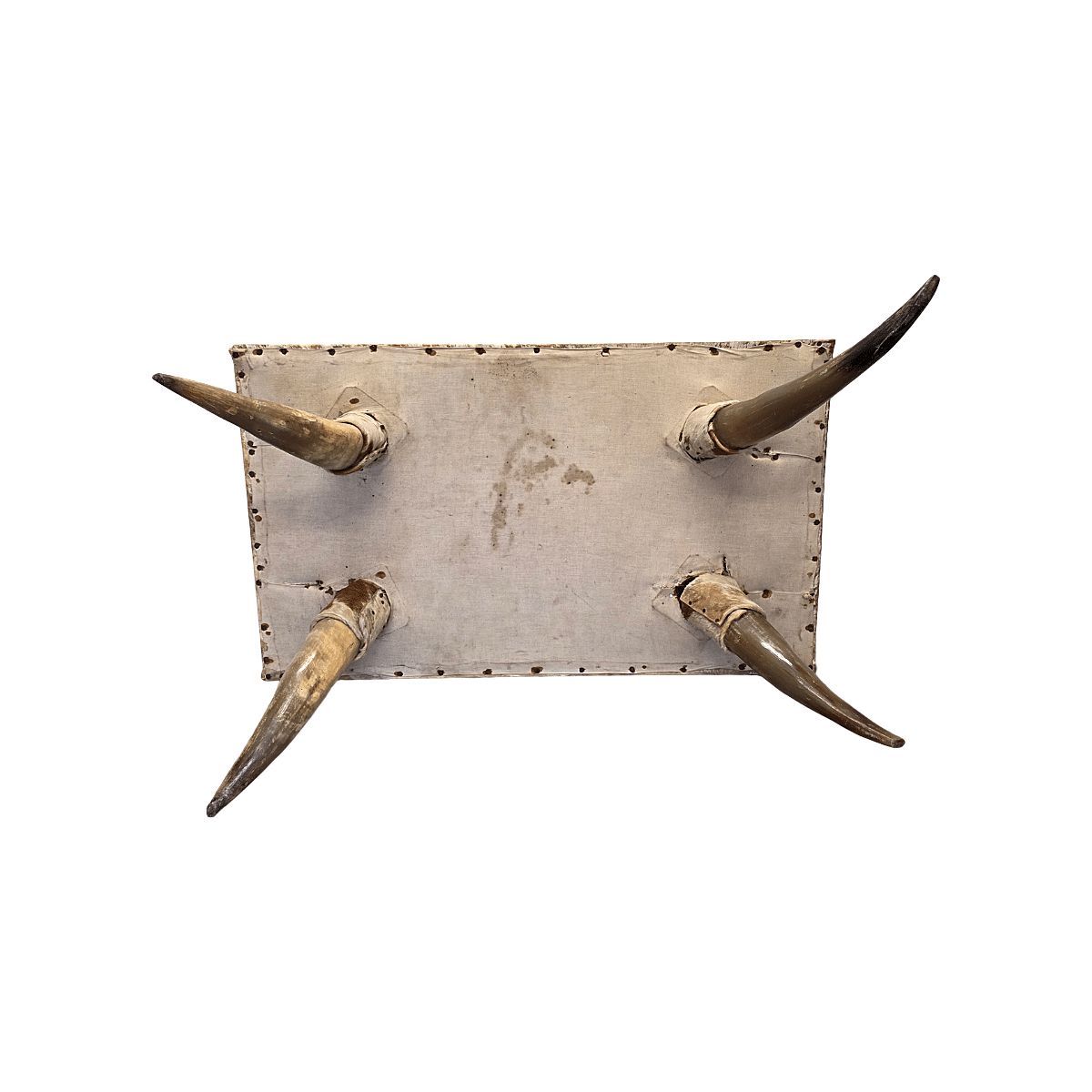 Antique French Coffee Table Made Of Cowhide And Horns, Late 1800s photo 495.0