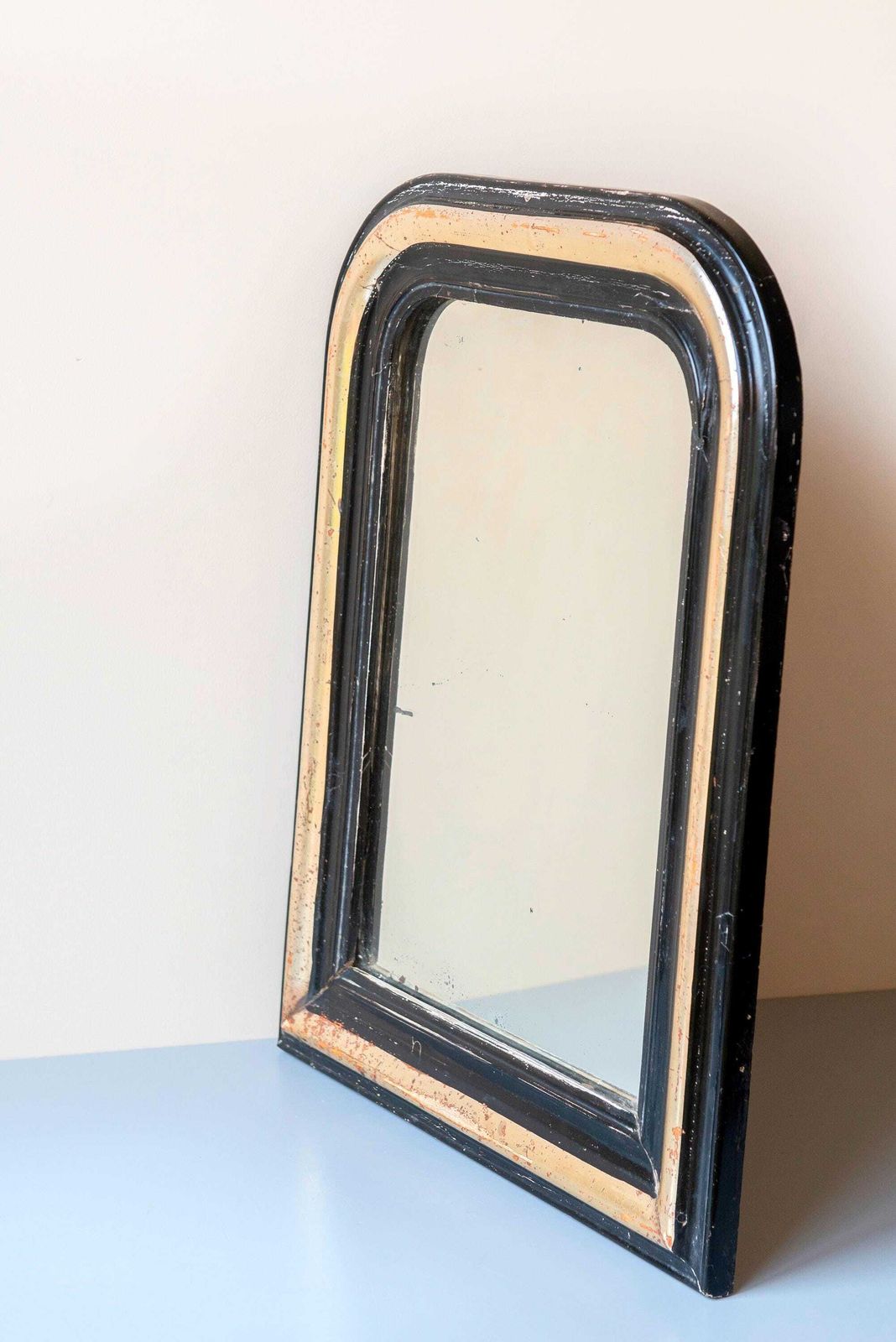 Antique Arch Mirror, Louis Philippe, Rustic Half Round Mirror, French Wall Mirror, Decorative Golden Accent Mirror, 19th Century photo 350.0