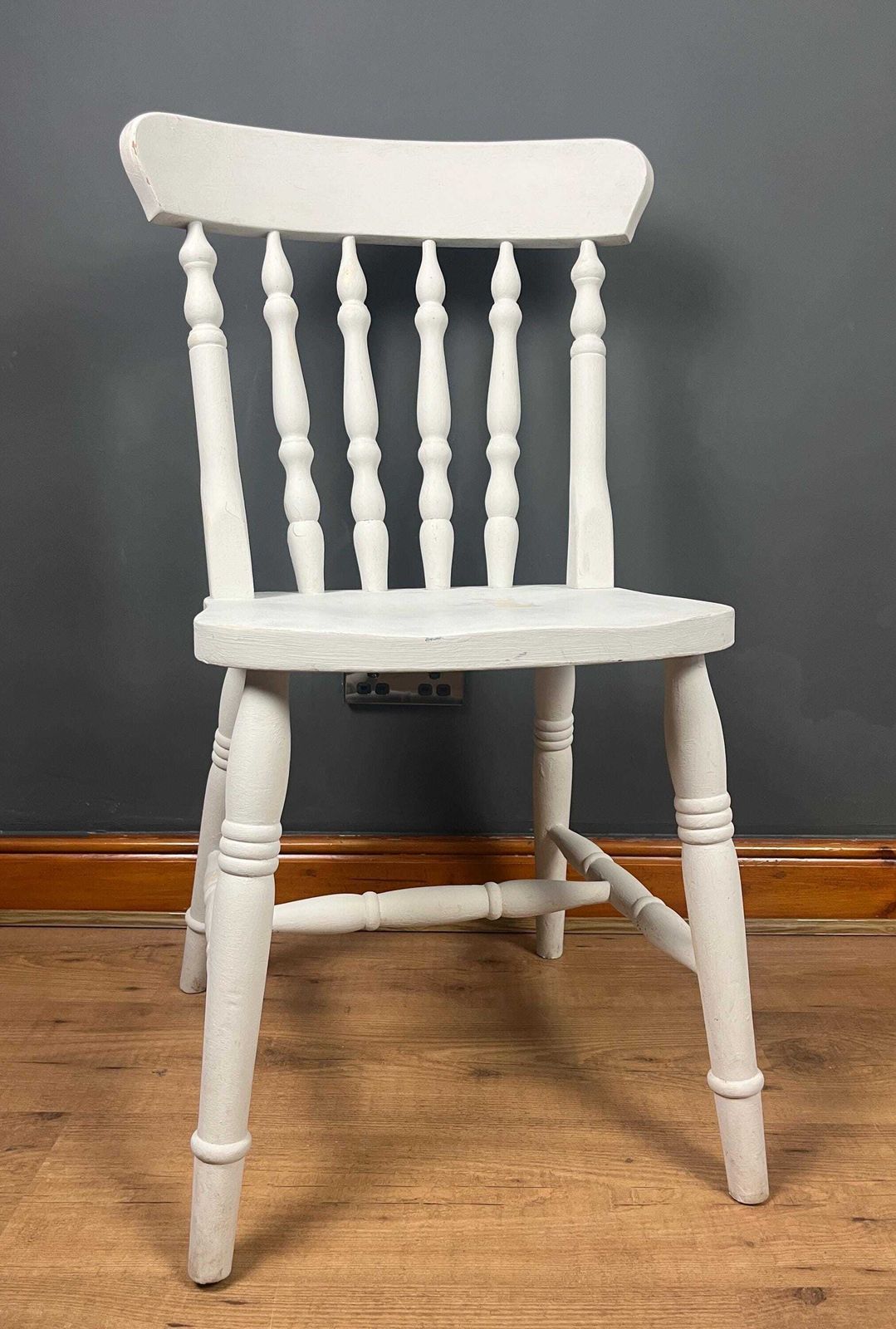 Vintage Painted Shabby Chic Pine Farmhouse Spindle Back Chair