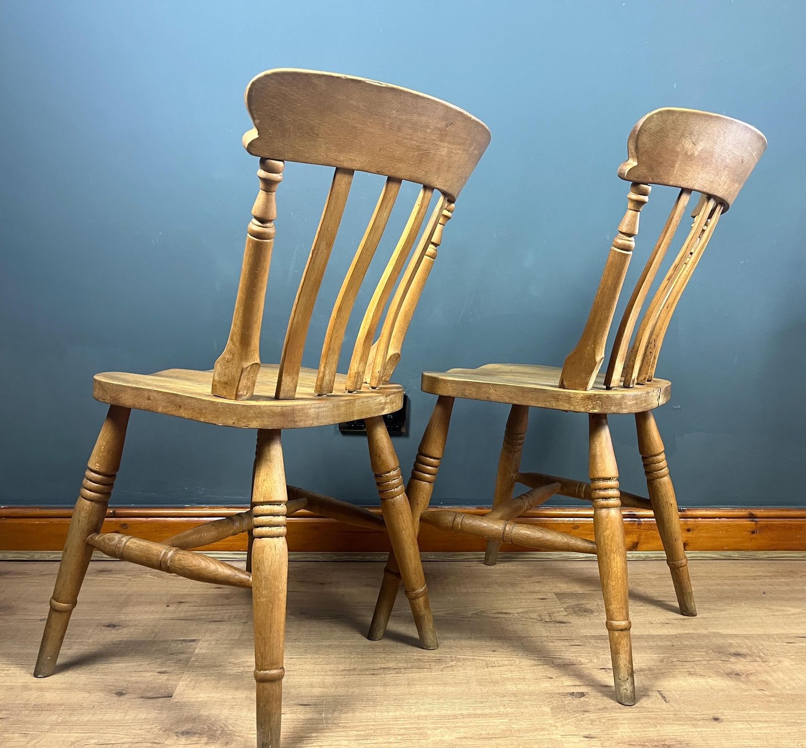 Vintage Pair Of Chairs In A Farmhouse Beech Dining Kitchen Design photo for sale