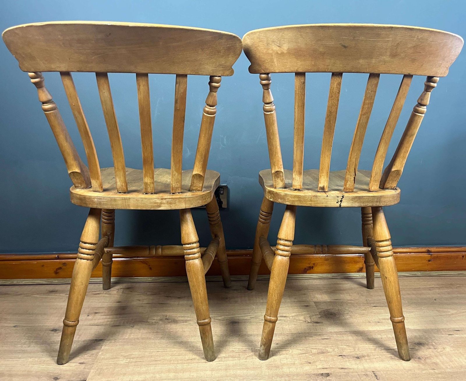 Vintage Pair Of Chairs In A Farmhouse Beech Dining Kitchen Design photo Furniture