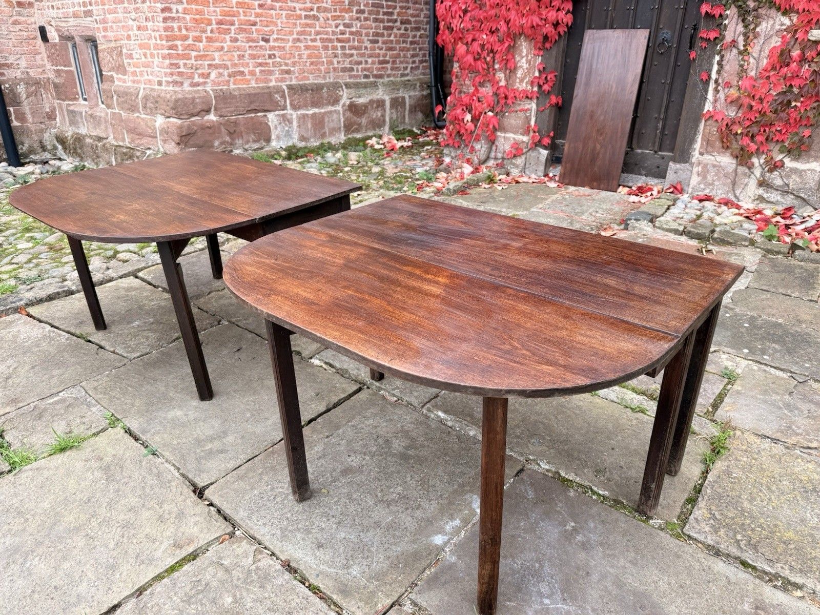 photo vinterior Exceptional Quality English Antique Mahogany D End Georgian Dining Table C1790