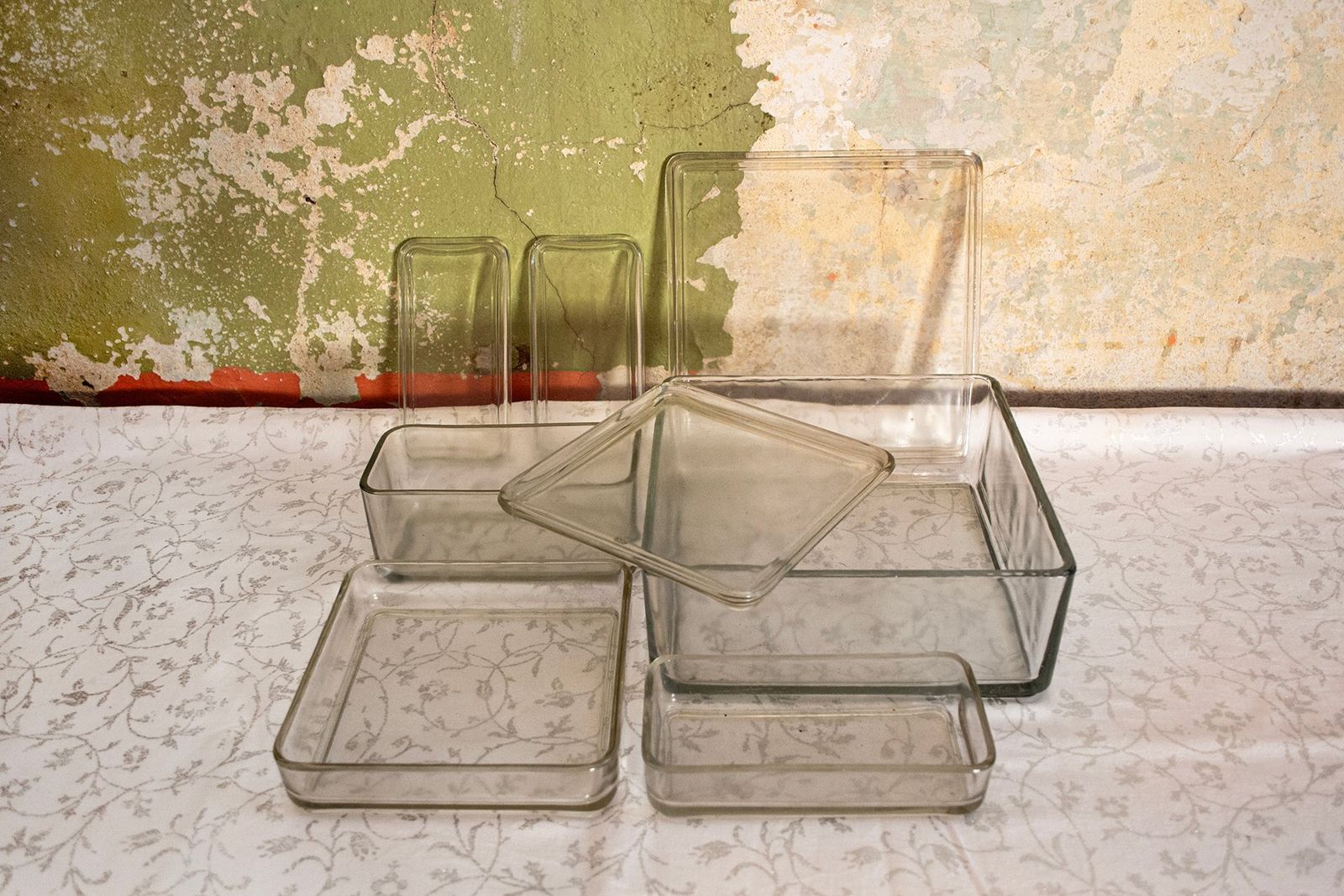 Kubus Glass Containers With Lids By Wilhelm Wagenfeld For Vlg, 1930s, Set Of 8 photo for sale