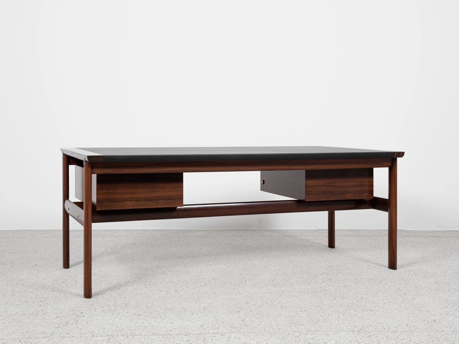 Midcentury Danish Xl Desk In Rosewood And New Black Leather By Arne Vodder For Sibast 1960s photo 9165.0