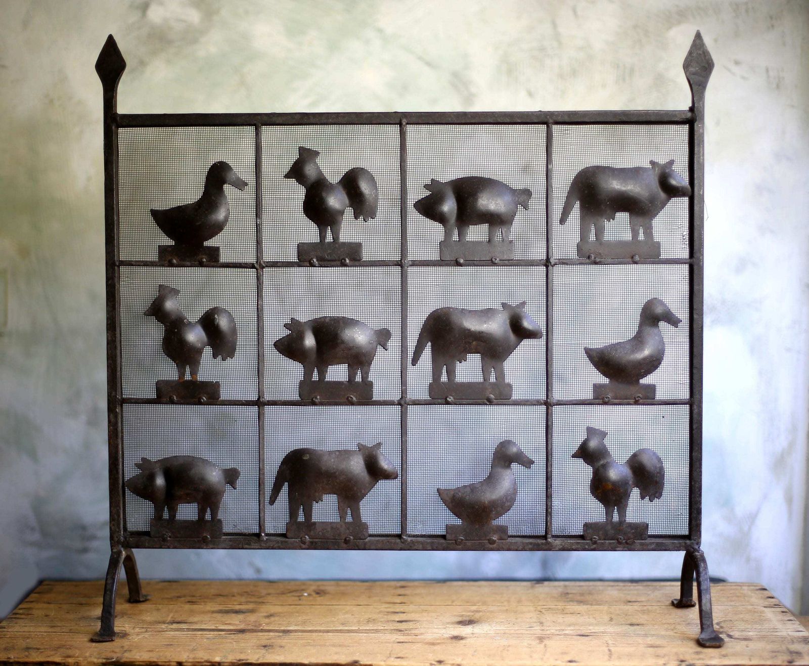 Atelier De Marolles Animal Firescreen Jean Touret Wrought Iron Fire Guard Firewall 1950s Brutalism photo furniture