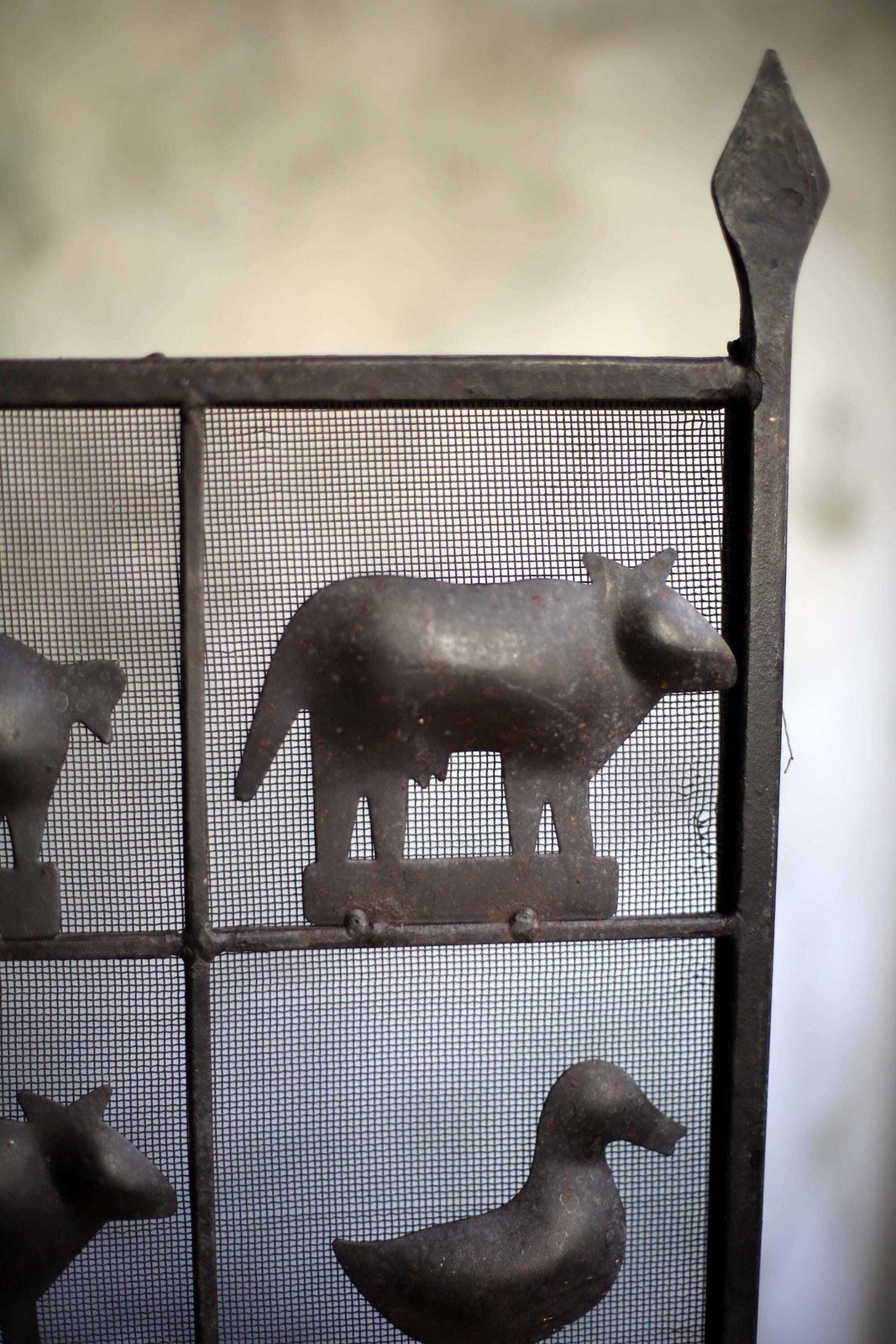 Atelier De Marolles Animal Firescreen Jean Touret Wrought Iron Fire Guard Firewall 1950s Brutalism photo vintage
