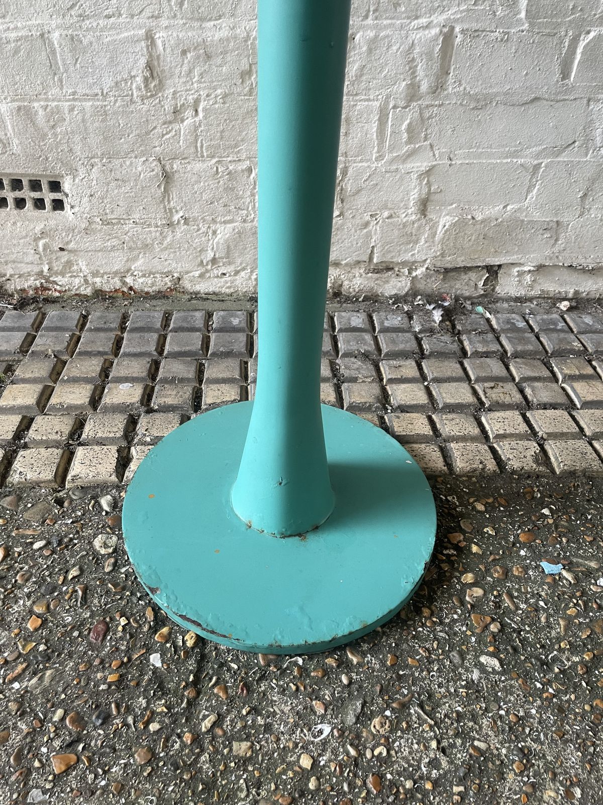 Pair Of Metal Teal Coloured Bistro / Side Tables photo for sale