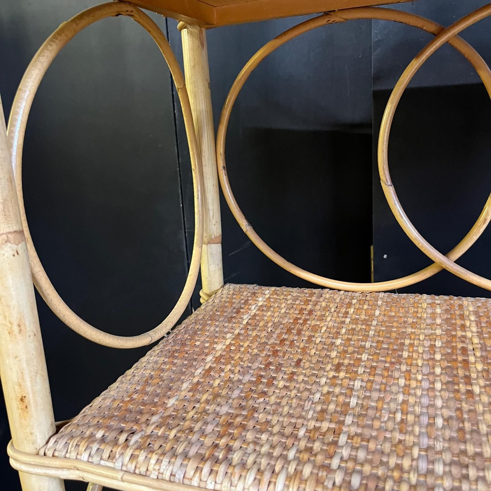Vintage Cane And Bamboo Display Cabinet With Top Shelving photo Furniture