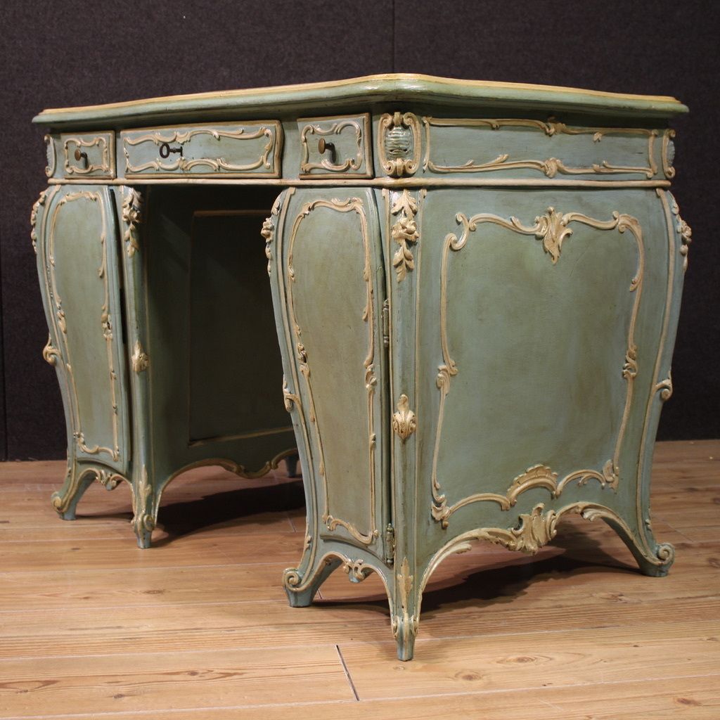 Venetian Lacquered And Painted Writing Desk From The 20th Century photo furniture