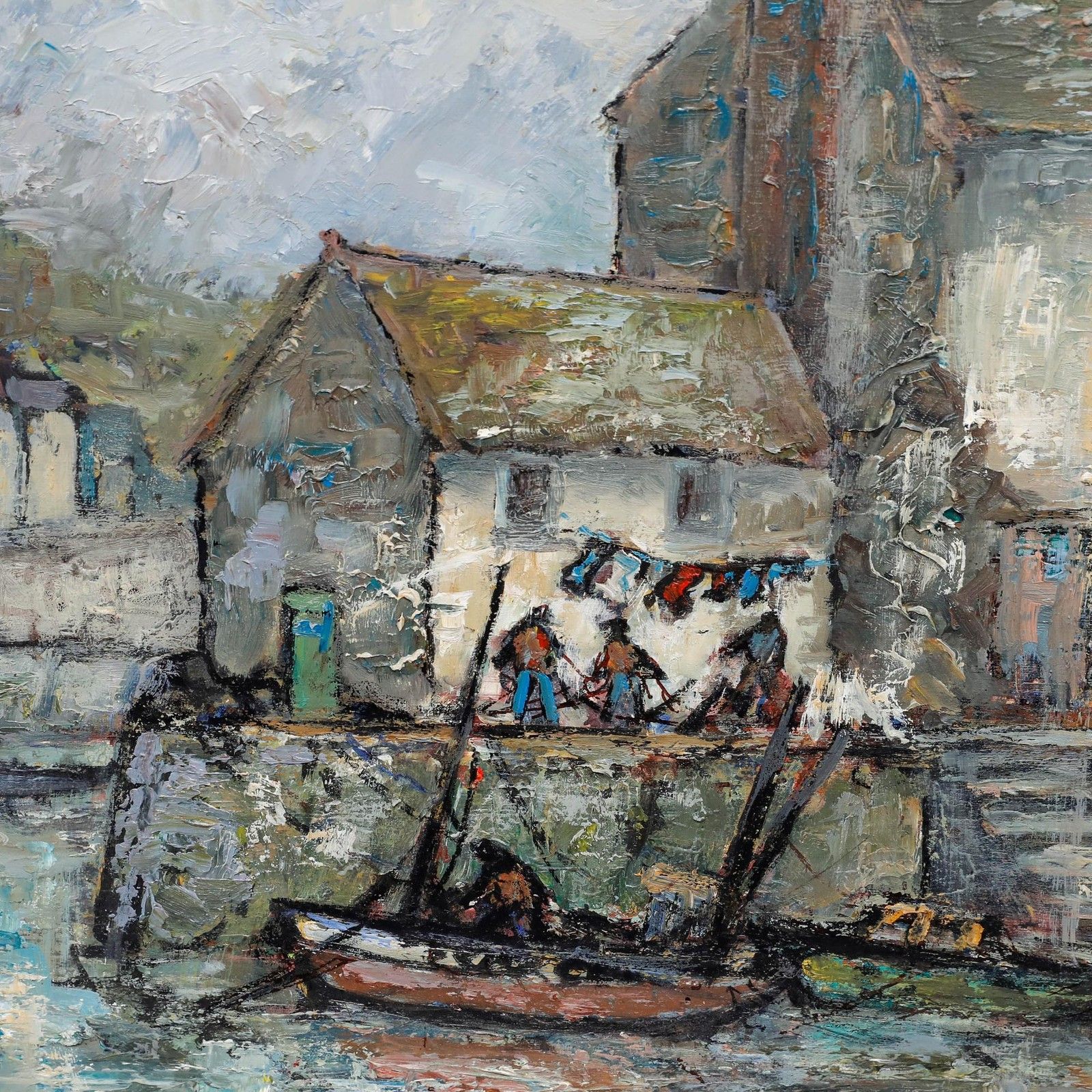 Mary Stella Edwards (1915 2009) 20th Century Oil, Cornish Harbour photo Art