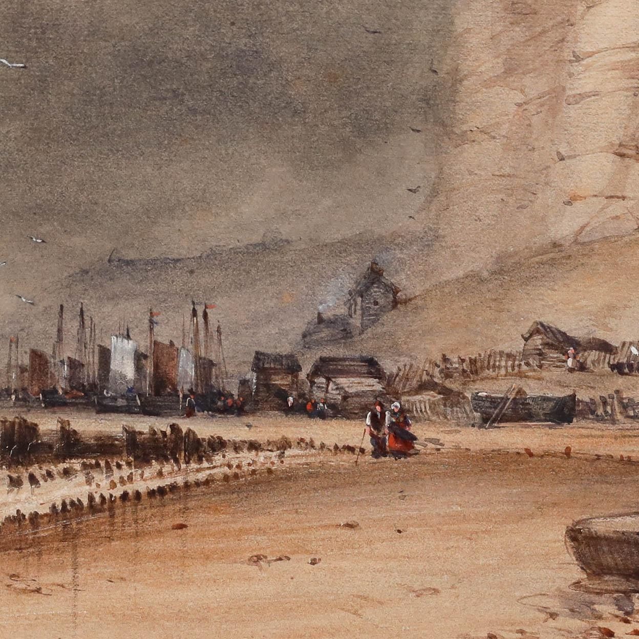 Framed Late 19th Century Watercolour Caught In A Coastal Gale photo Art