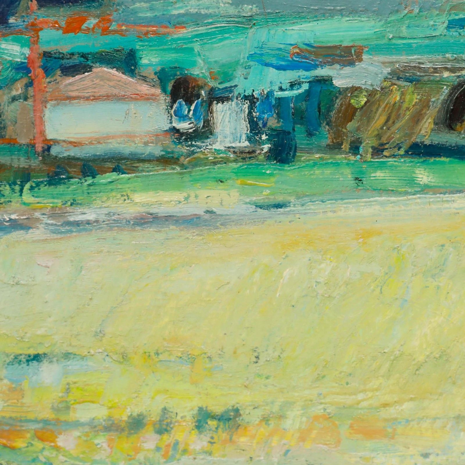 Charles Betremieux (1919 1997) Mid 20th Century Oil, View From The Field photo furniture