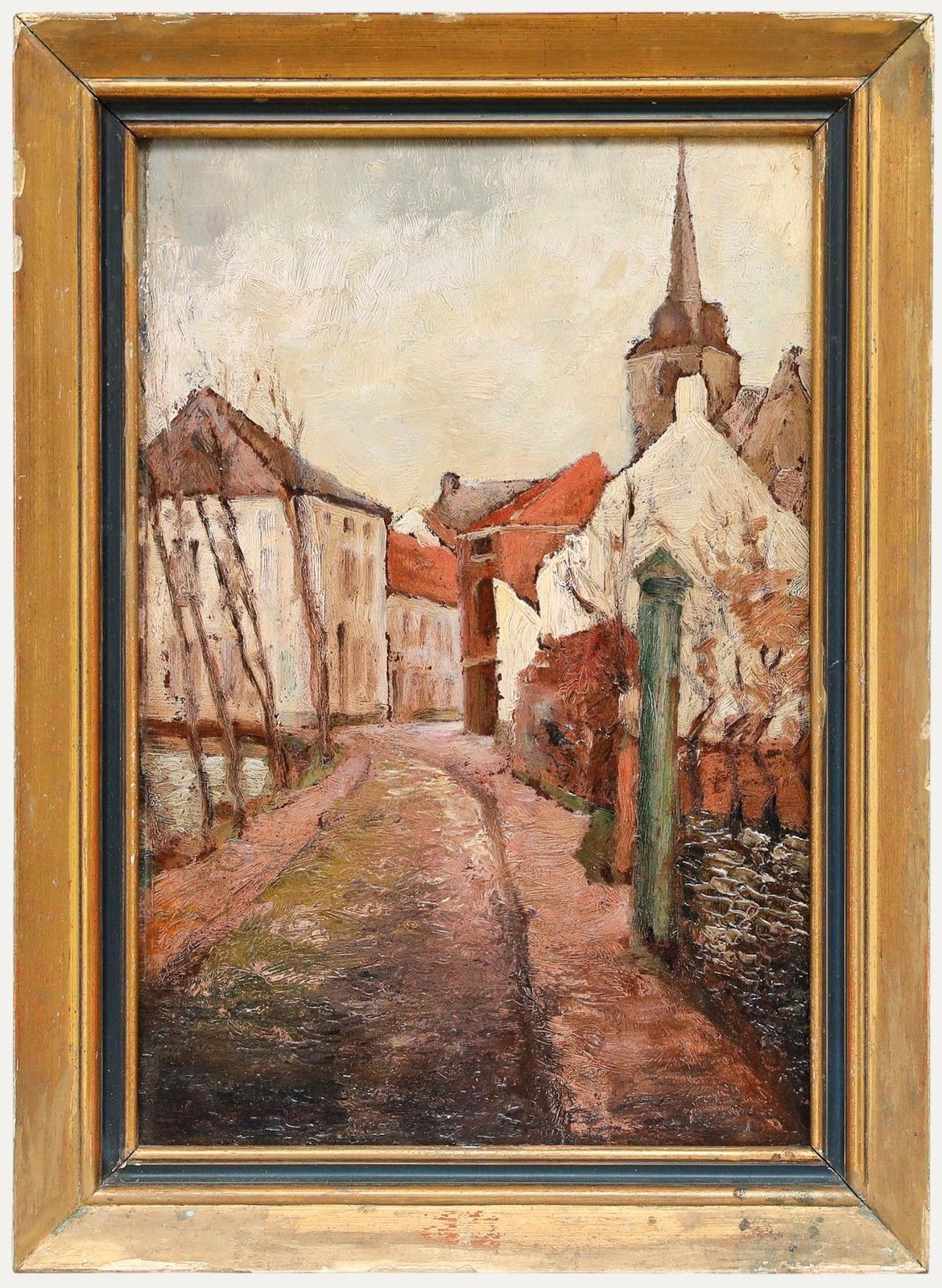 Continental School Early 20th Century Oil A Winter Street Scene