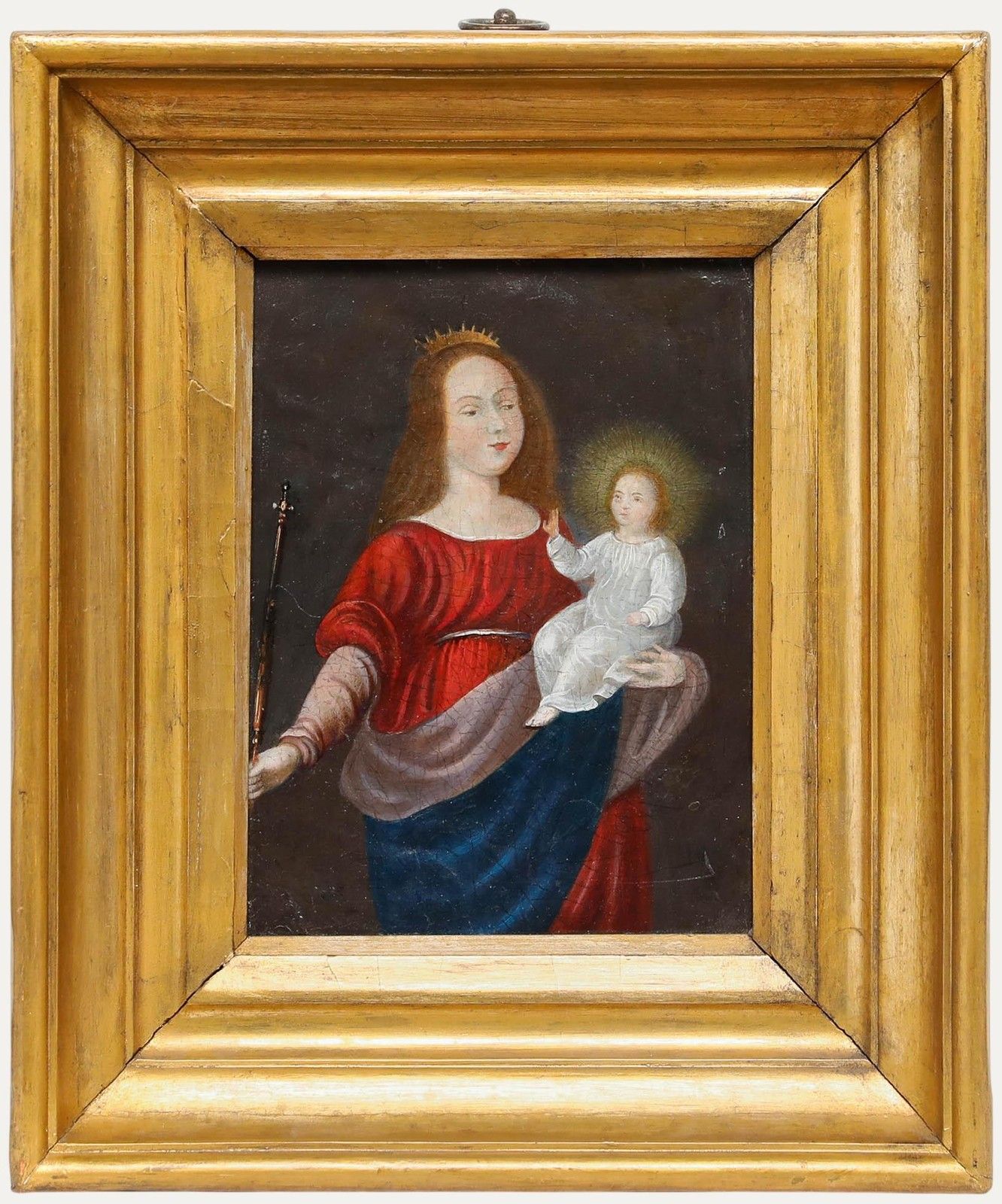 19th Century Oil Madonna And Child