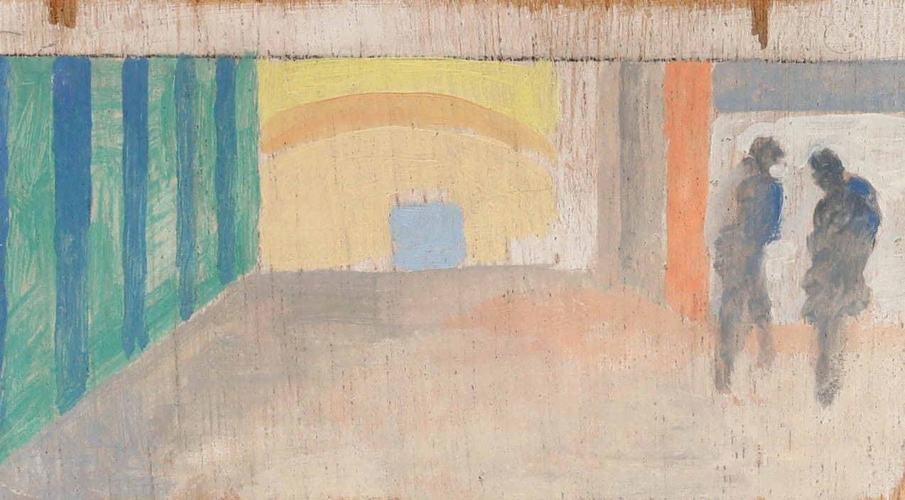 Bernadette Kelly (B.1933) Mid 20th Century Oil, Abstract Street Scene