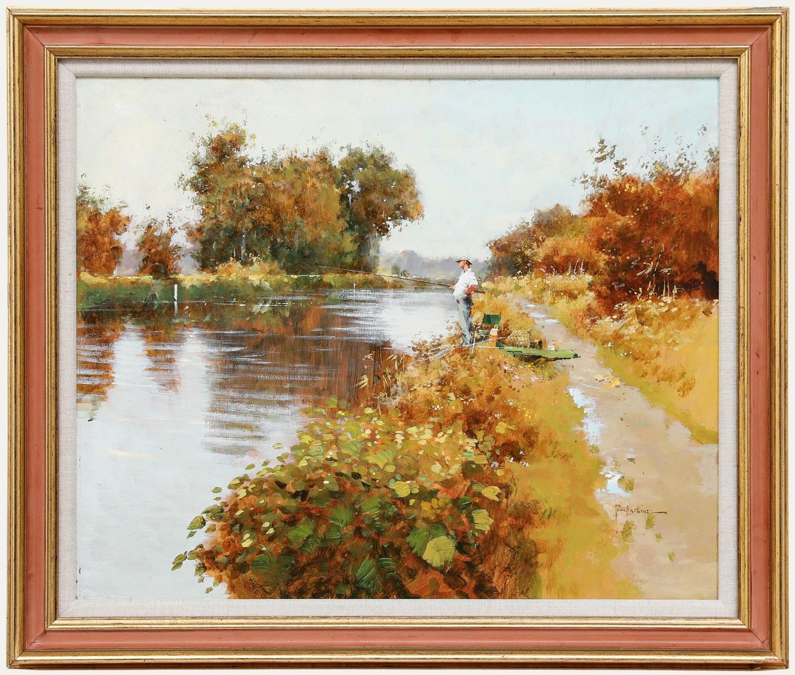 John Haskins (B.1938) 20th Century Acrylic, River Fishing