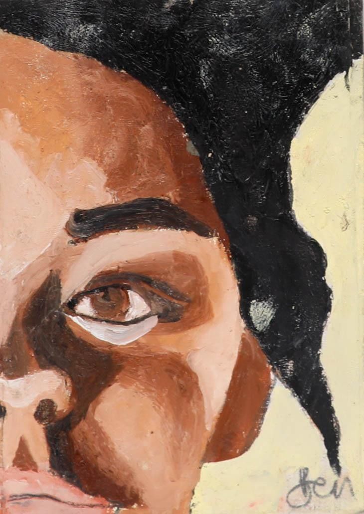 Ben Carrivick Contemporary Oil, Fragments Of A Face On Yellow photo furniture