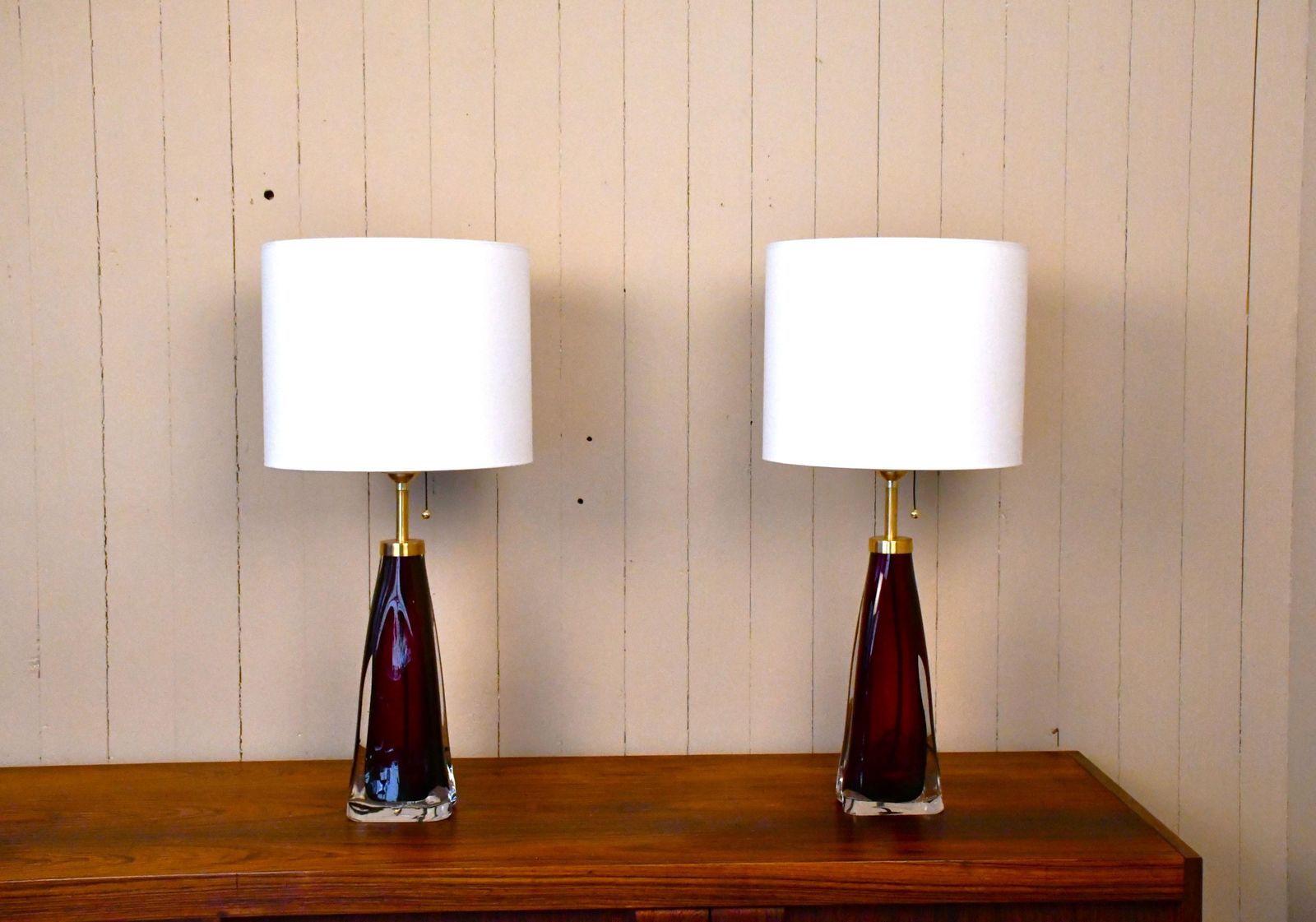 Large Swedish Ruby Red Art Glass Table Lamps By Carl Fagerlund For Orrefors, 1950s, Set Of 2 photo furniture