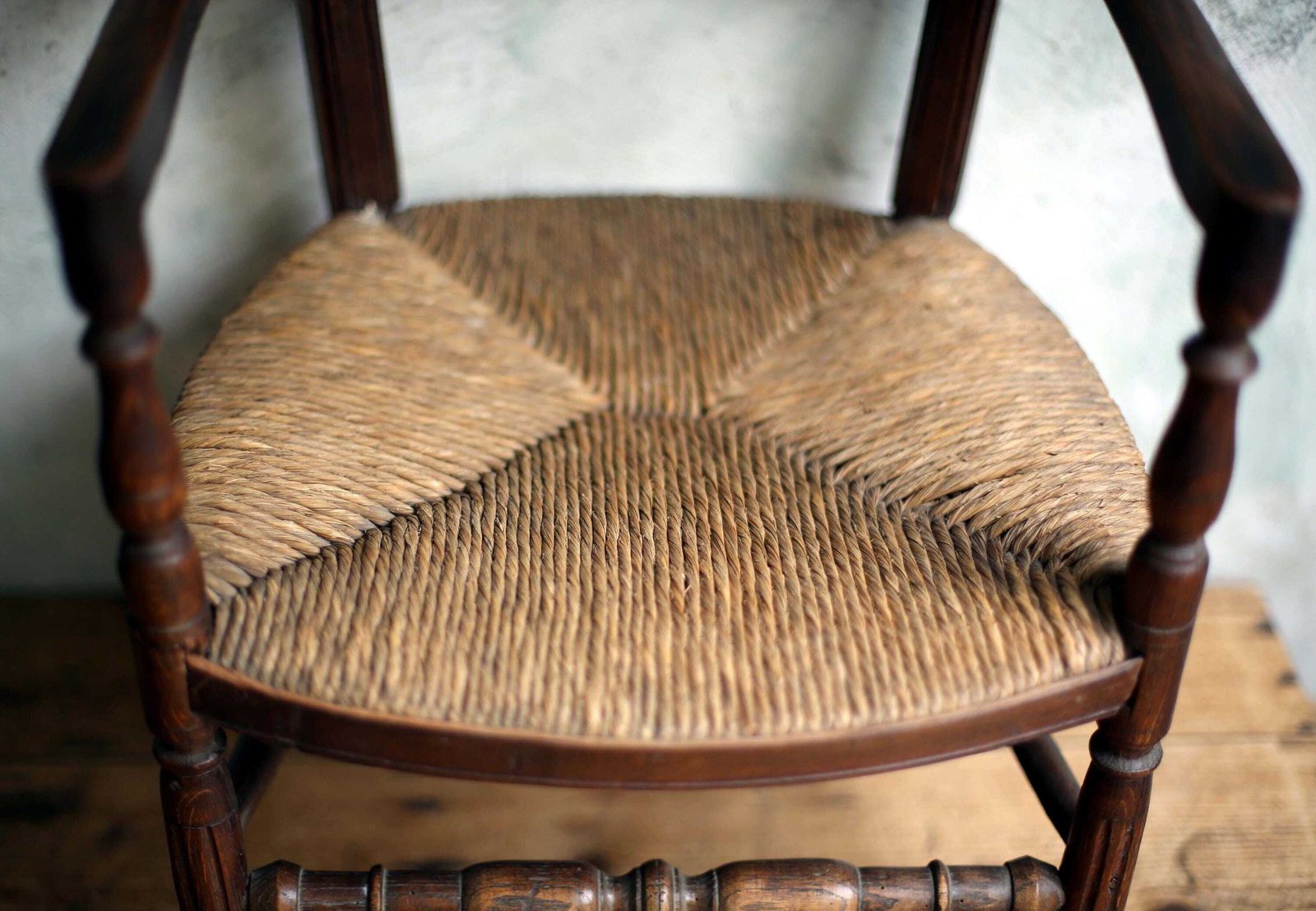 Child Antique Chair Wooden Miniature French Carved Woven Straw Seat Apprentice Piece photo buy