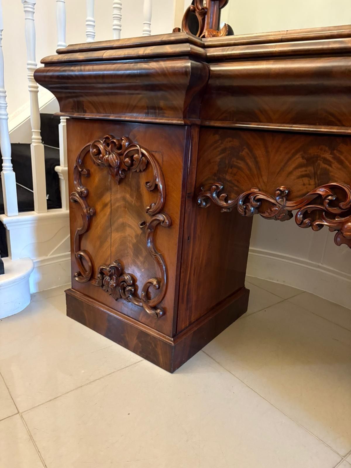 Outstanding Quality Antique 19th Century Carved Mahogany Sideboard photo vinterior