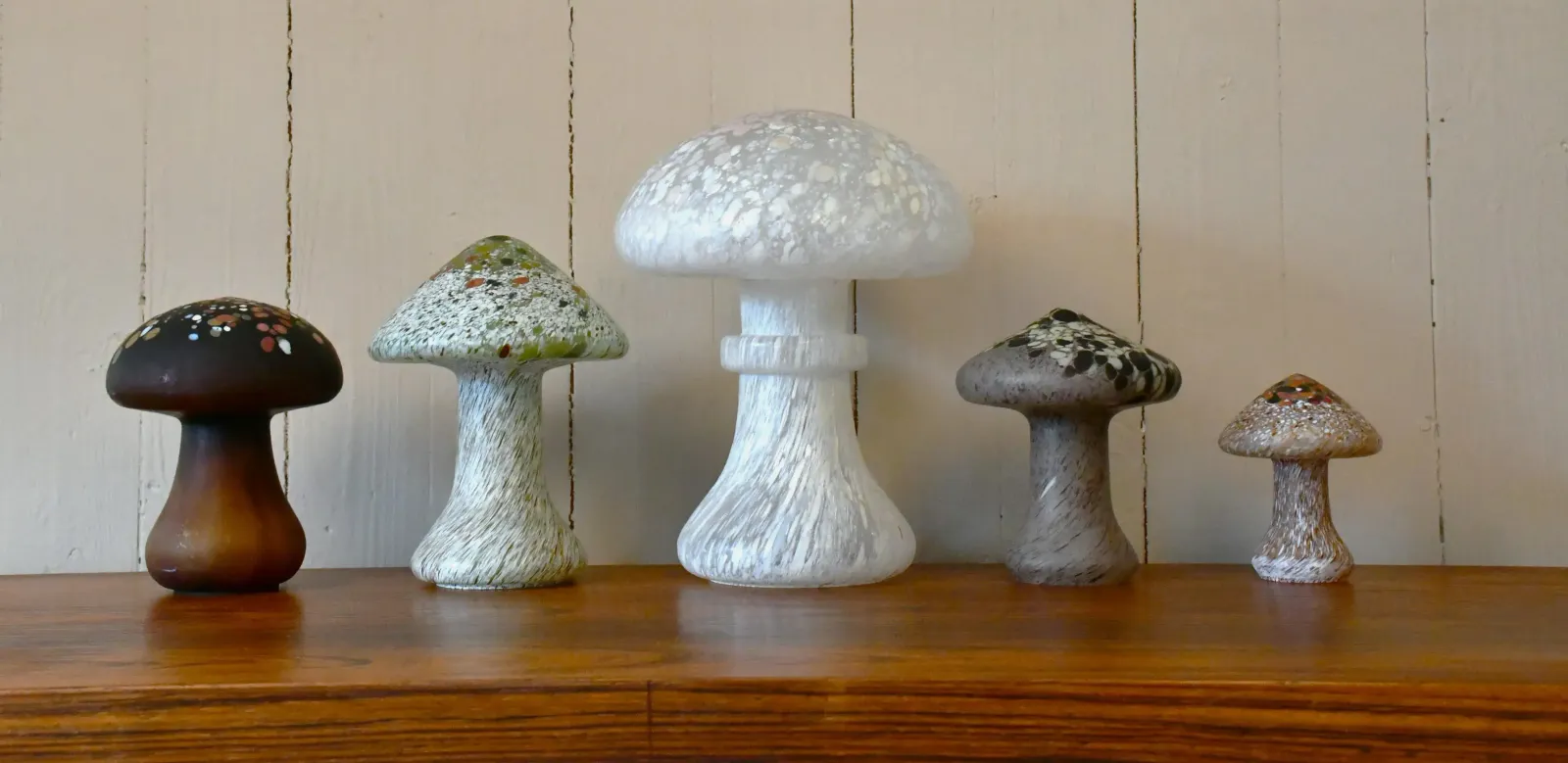 Art Glass Mushrooms By Monica Backström For Kosta, 1970s, Set Of 5 photo furniture