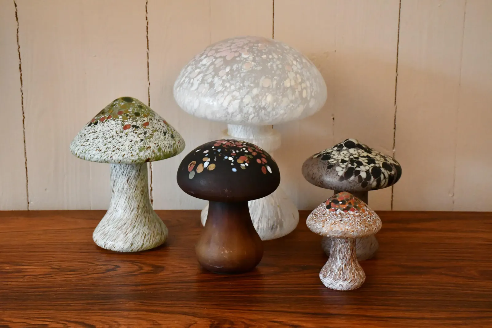 Lighting Art Glass Mushrooms By Monica Backström For Kosta, 1970s, Set Of 5 photo