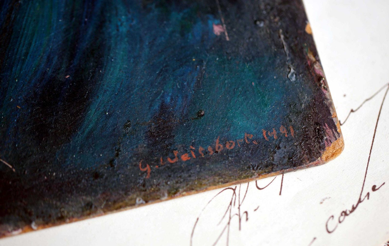 photo furniture Original George Weissbort Portrait Painting Of A Woman In Blue Oil Paint