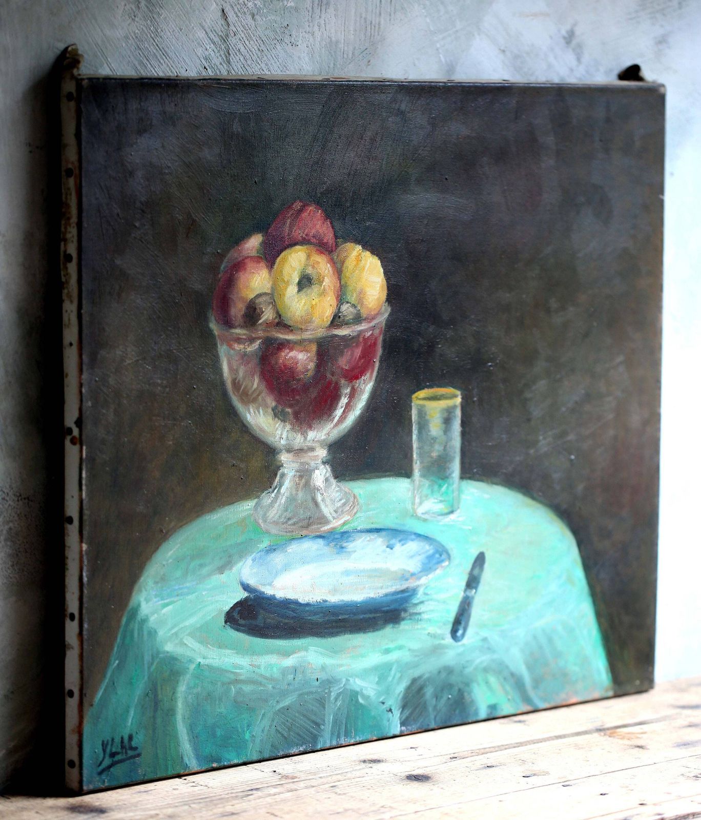 Original Still Life Oil Painting Artist Canvas Fruit Art Signed Ylar photo for sale