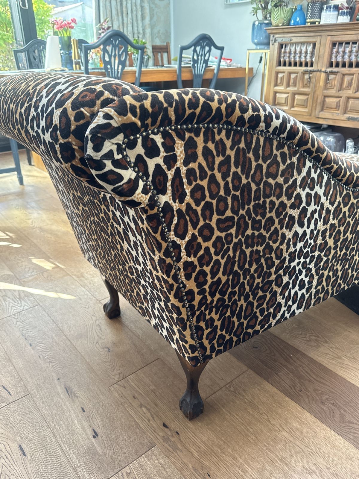 Chaise Longue Sofa In Velvet Leopard Skin photo for sale