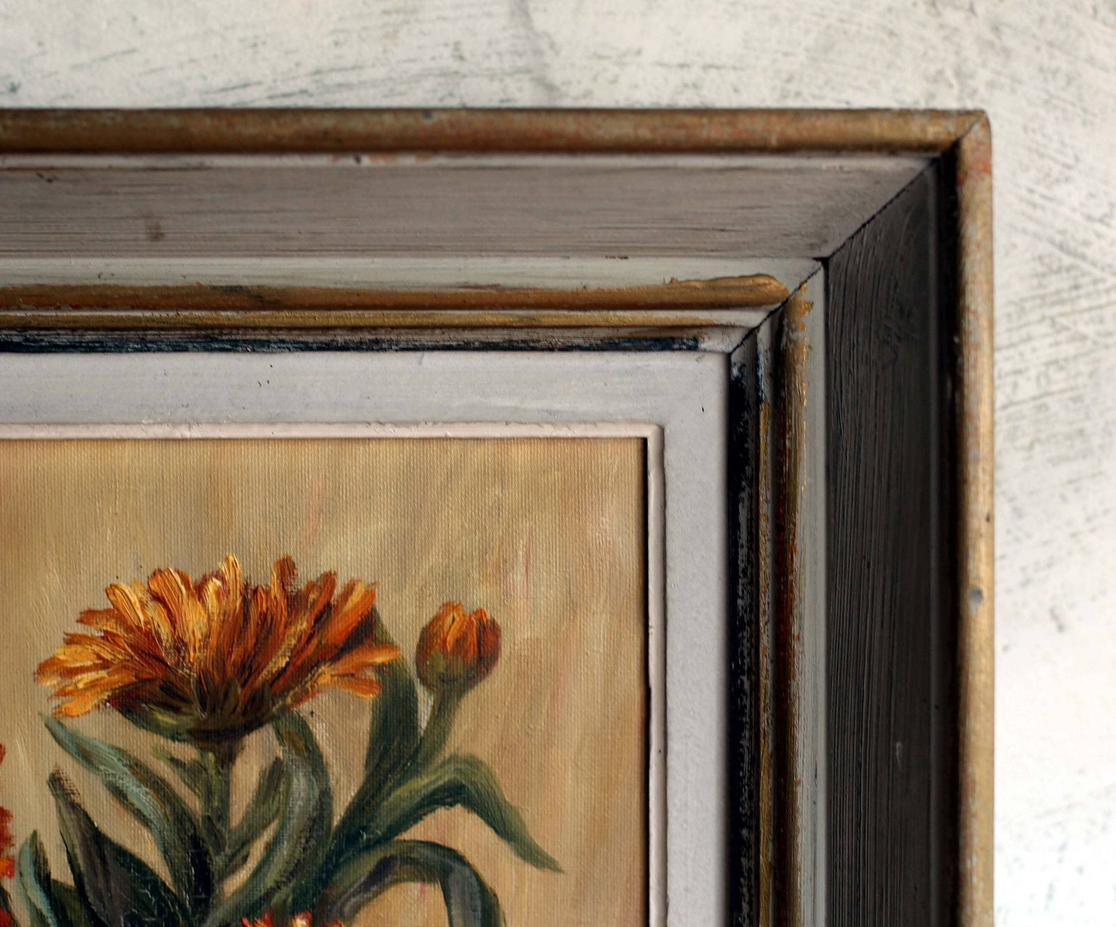 photo furniture Large Chrysanthemums Oil Painting: French Impressionist Floral Still Life