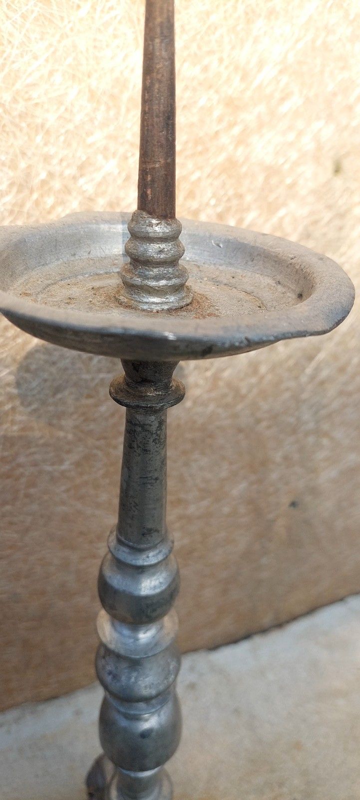 Antique Louis XIV Original Baroque Pewter Candlestick 17th/18th Century photo 240.0