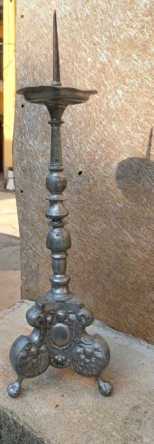Antique Louis XIV Original Baroque Pewter Candlestick 17th/18th Century photo buy
