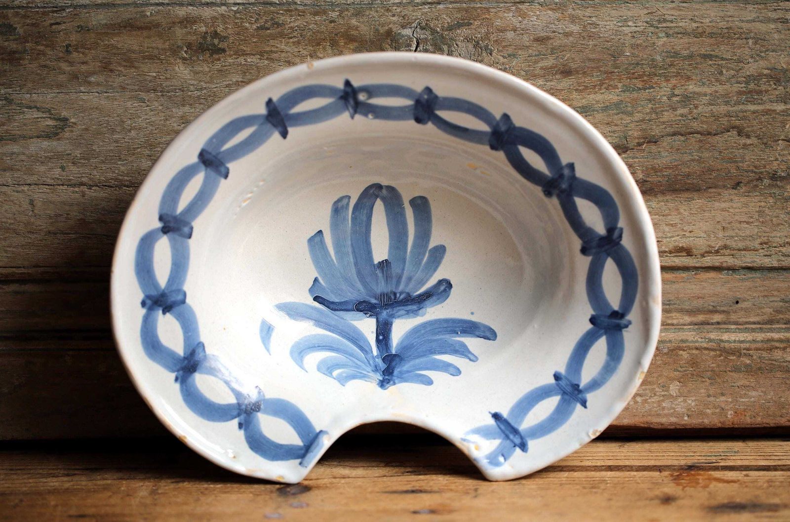 Antique French Shaving Dish Ceramic Barbers Beard Trimming Bowl Bathroom Blue And White Majolica photo 104.0