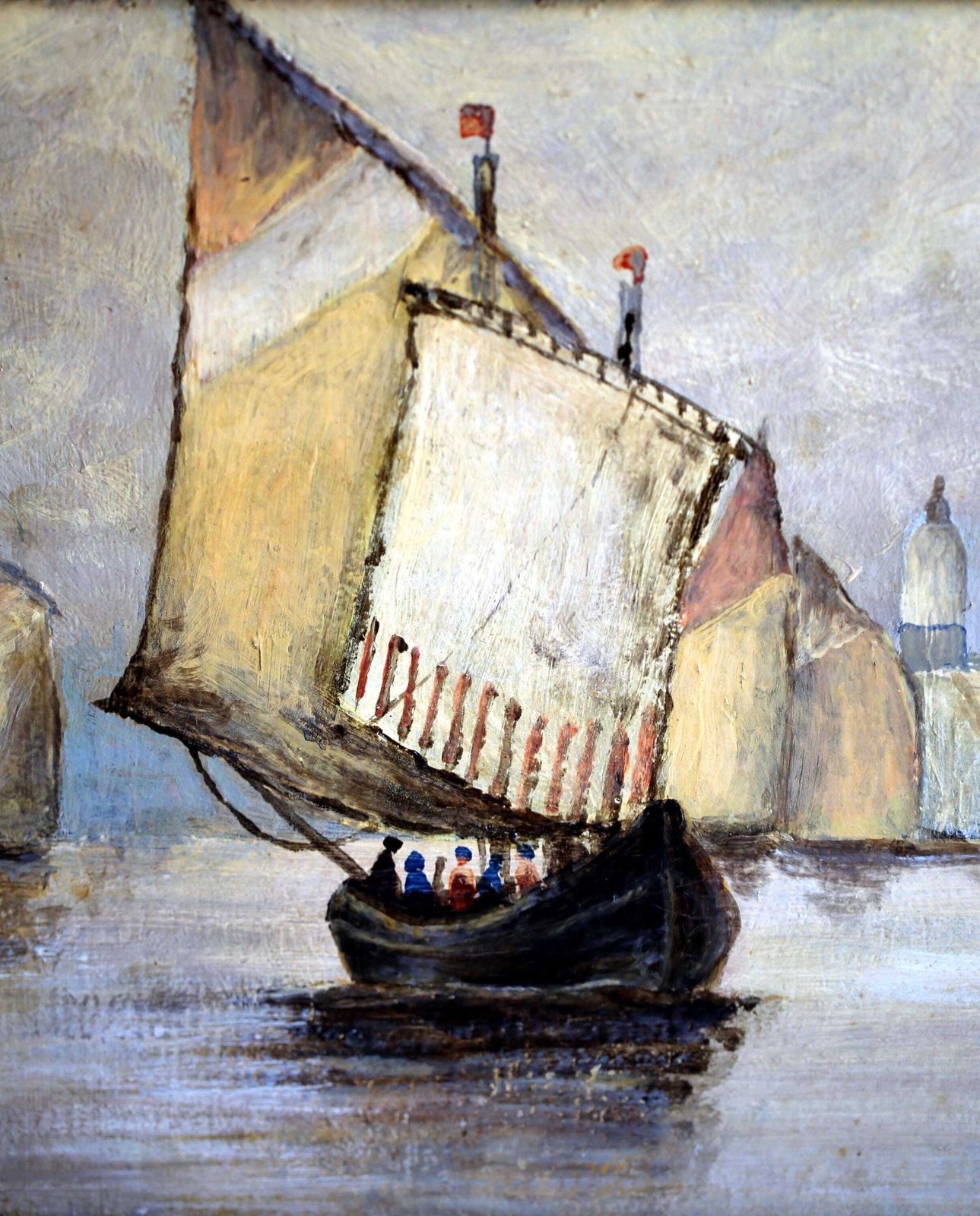 Antique Original Oil Painting Sailing Boats In Venice Signed A Paoli photo buy