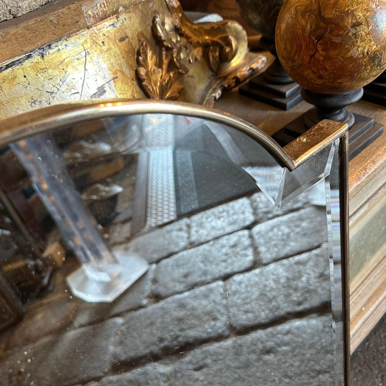 1950s Gio Ponti Style Mid Century Modern Brass Italian Wall Mirror photo 1893.0