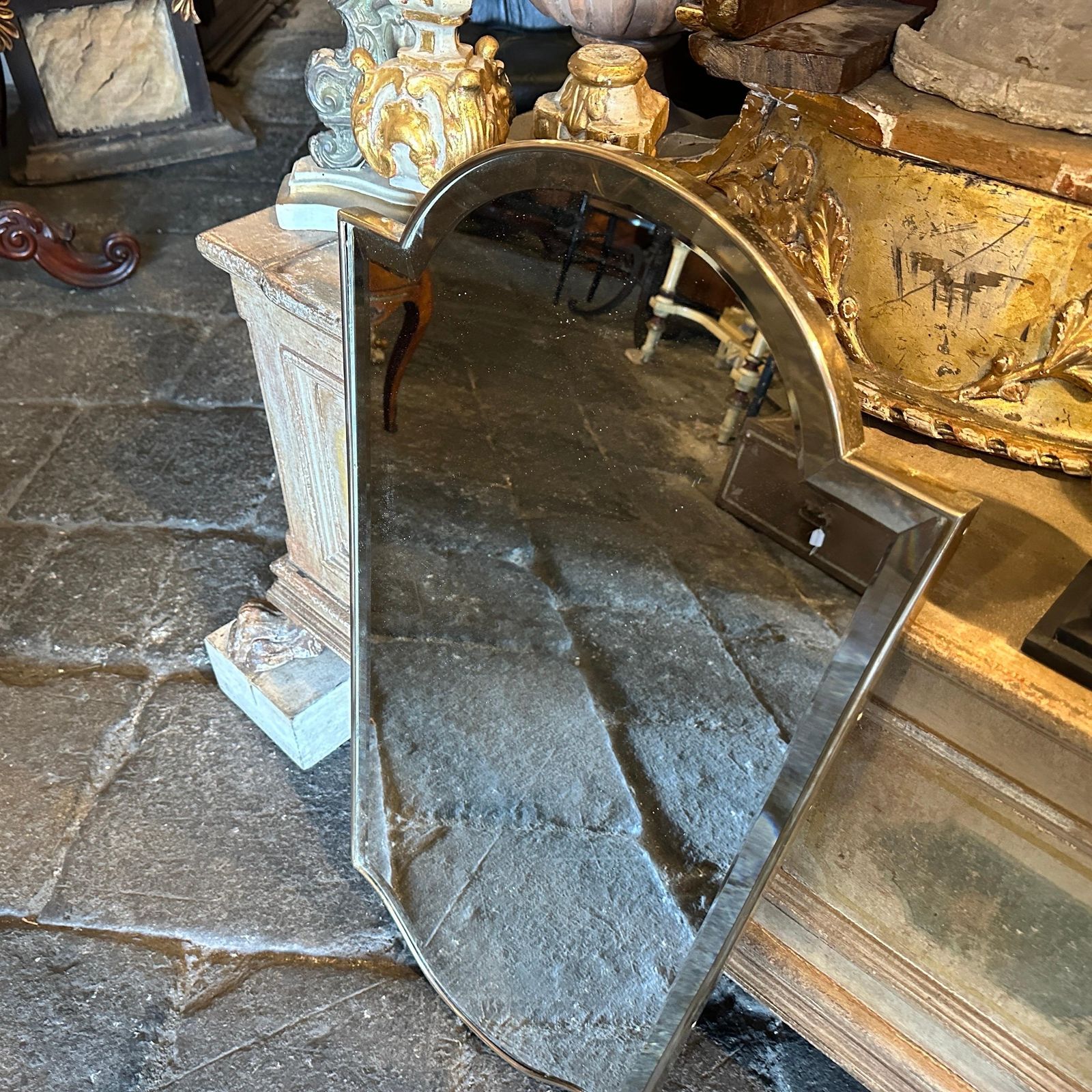 photo vinterior 1950s Gio Ponti Style Mid Century Modern Brass Italian Wall Mirror