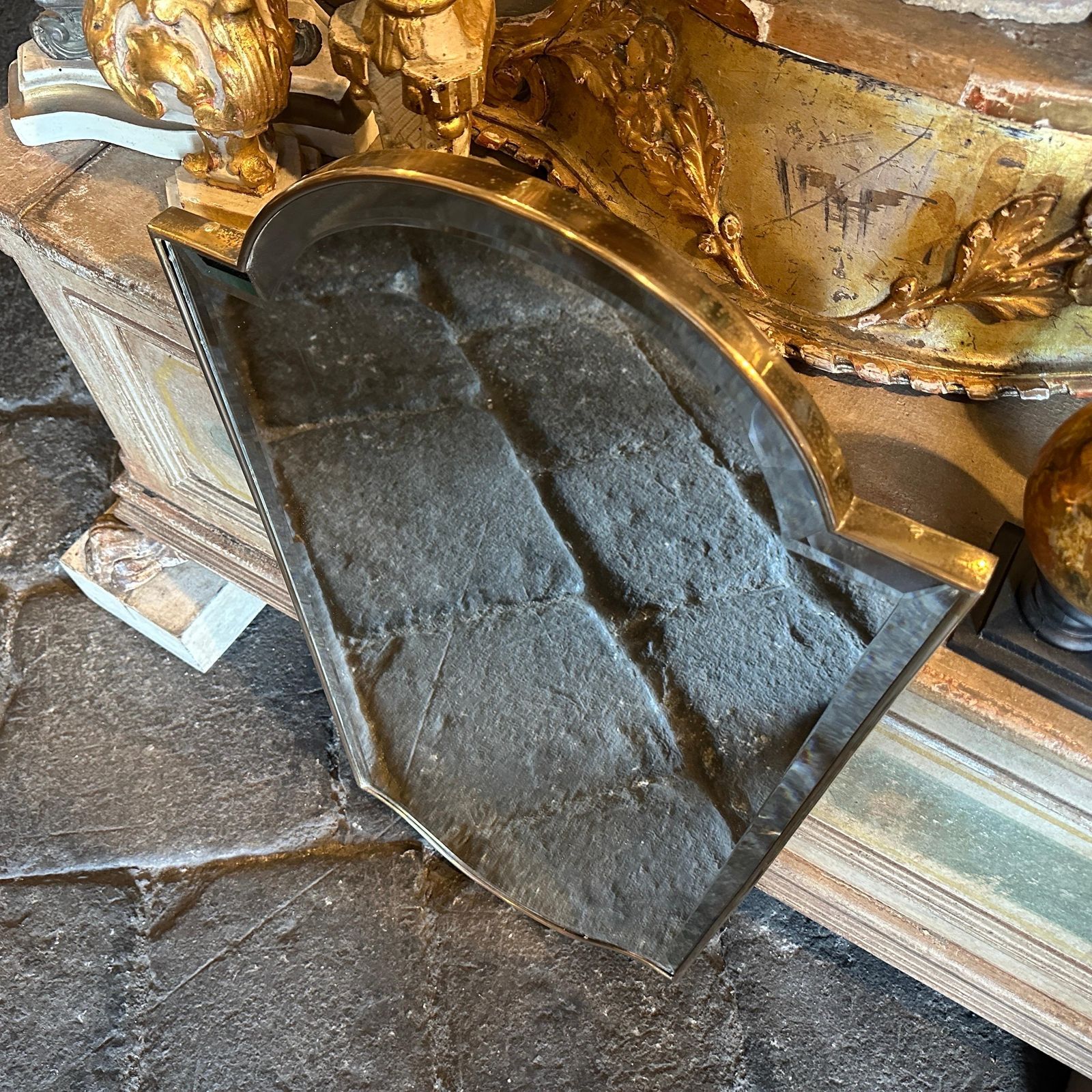 photo buy 1950s Gio Ponti Style Mid Century Modern Brass Italian Wall Mirror