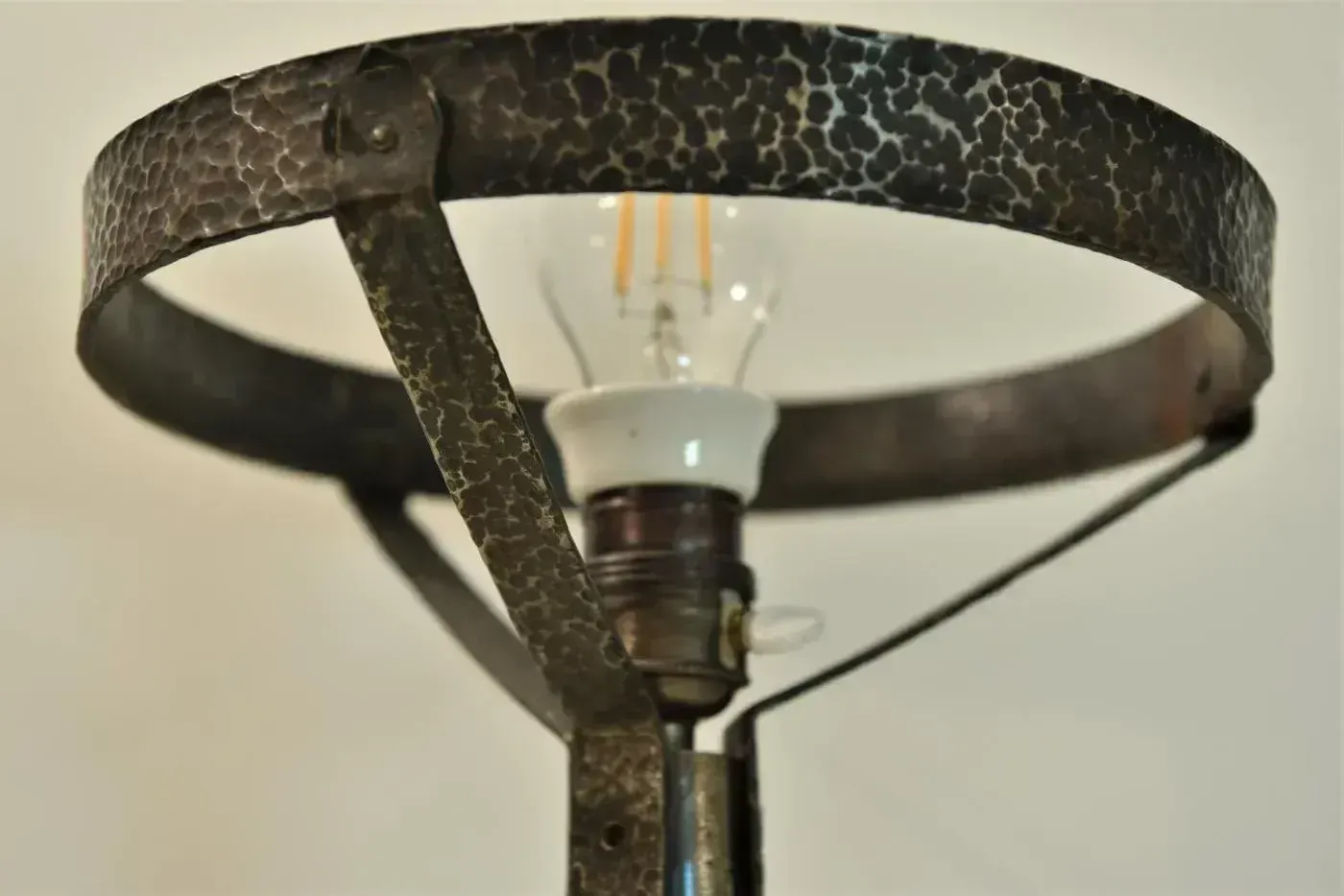 photo furniture Large Art Nouveau Wrought Iron, Glass Table Lamp From Jugendstil, Sweden, 1925