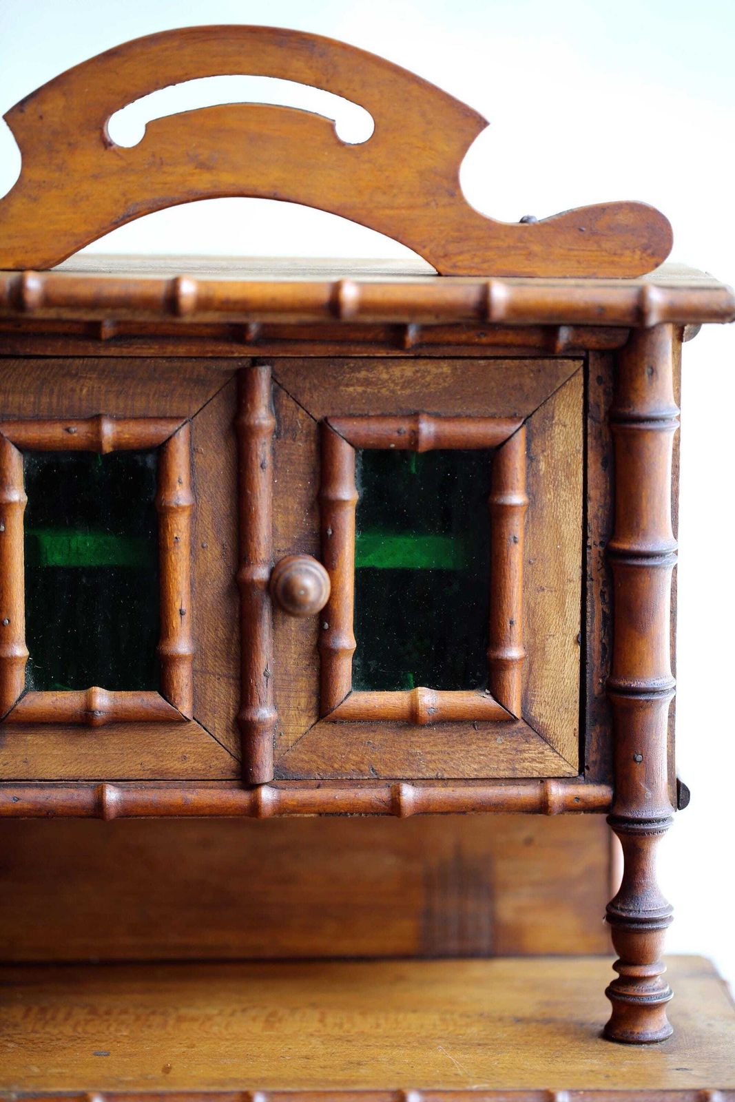 Antique Apprentice Piece Dresser Faux Bamboo Hutch Small Cabinet Miniature French Salesman Furniture photo 153.0