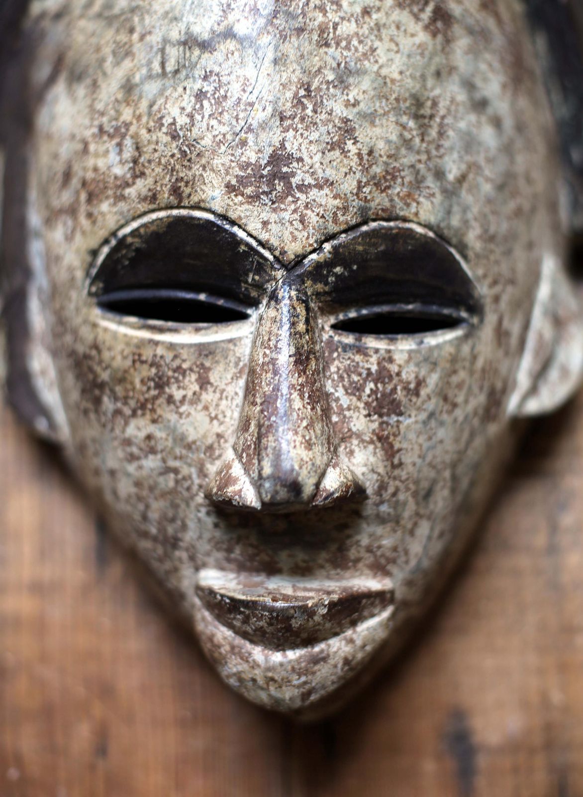 Antique African Punu Mask Vintage Carved Wooden Tribal Art Gabon photo Art