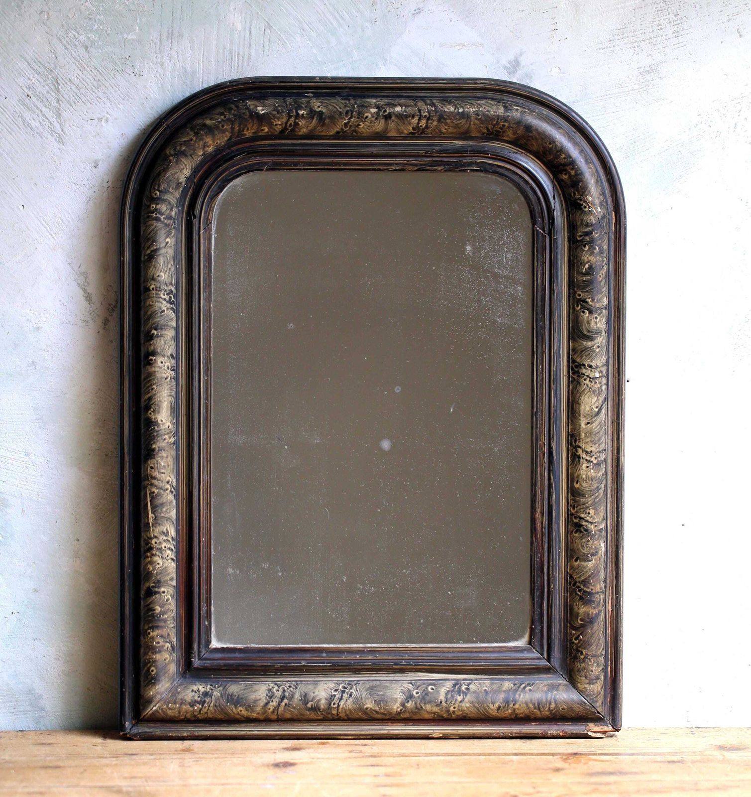 Antique French Mirror: Louis Philippe Style Faux Marble Frame photo for sale